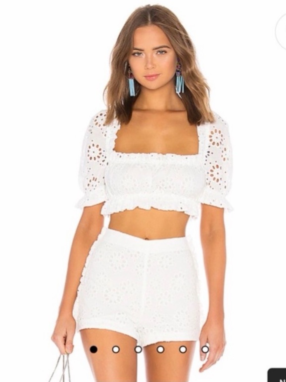 REVOLVE White Eyelet Top + High-Waist Shorts